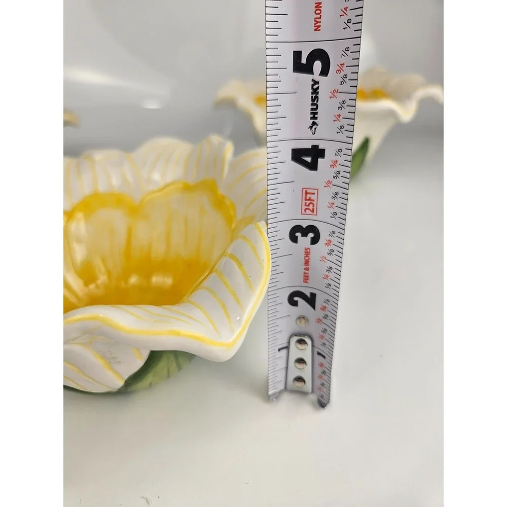 Ambiance Daffodils Sculptural Yellow Floral Bowls Set 4 Flowers‎ Spring Summer
